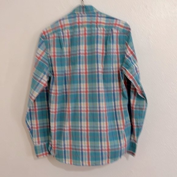 J Crew Flex Washed Blue Pink Yellow Plaid Long Sleeve Button Down  Shirt Size S - Picture 4 of 5